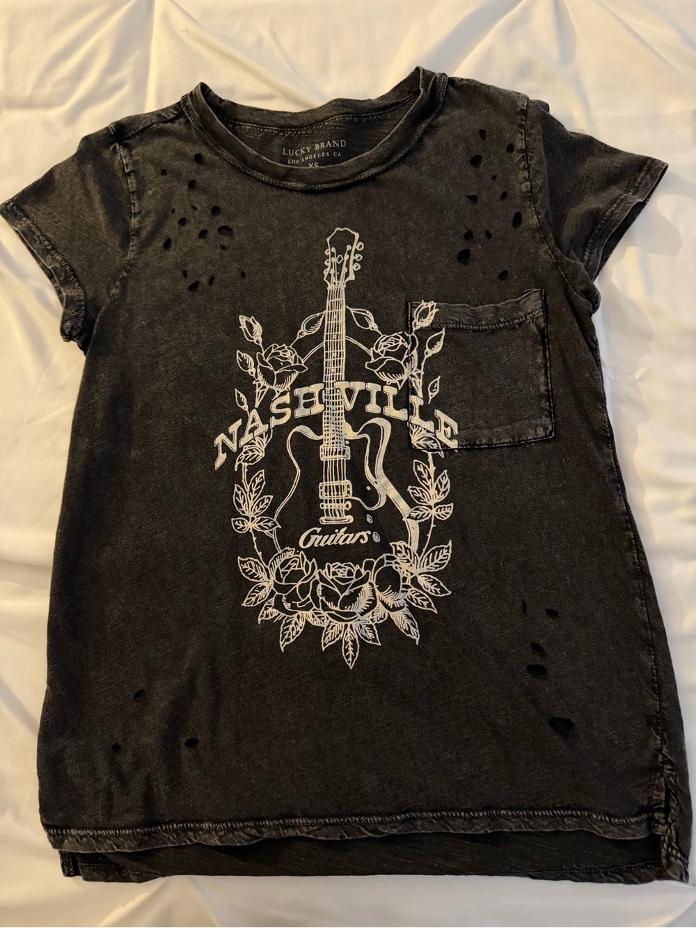 Lucky Brand Black Nashville Guitar Graphic Tee